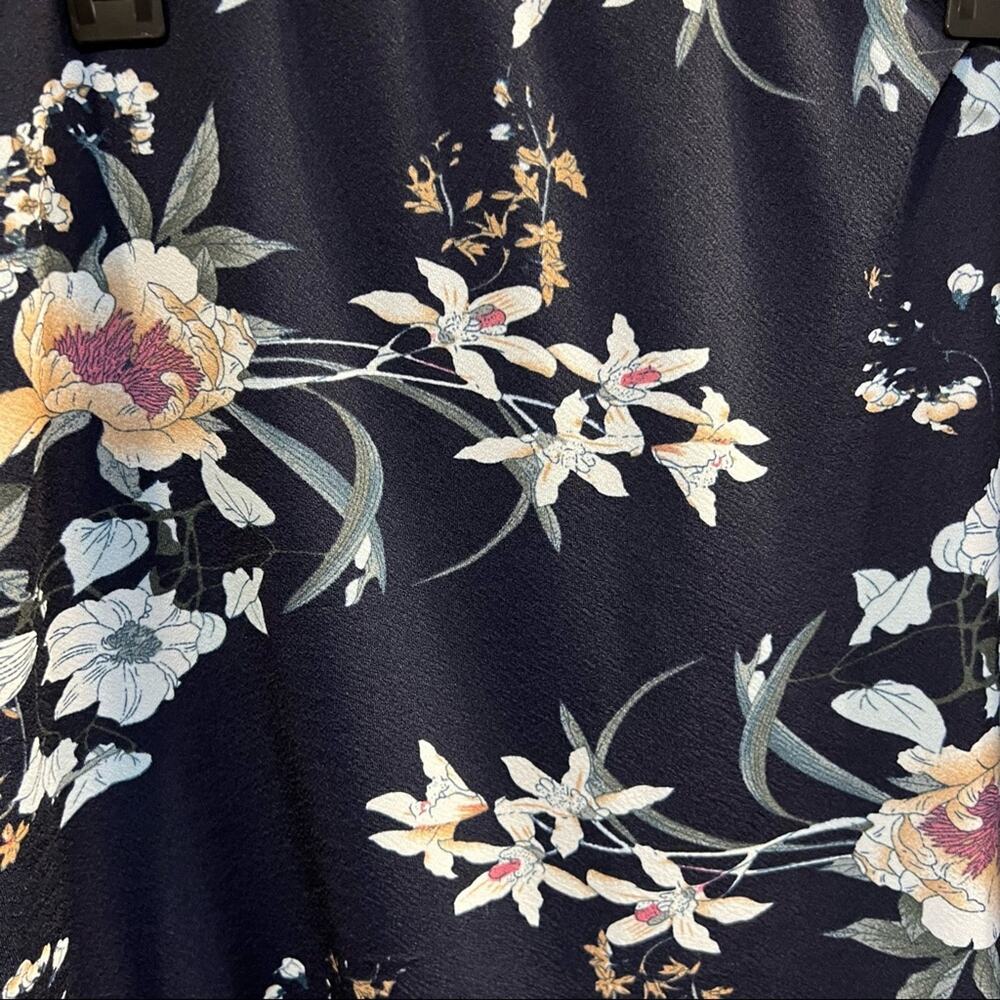 SHEIN Navy Blue Floral Midi Skirt Women's Plus Size 4X Fits Like 2X Pencil - Picture 3 of 6